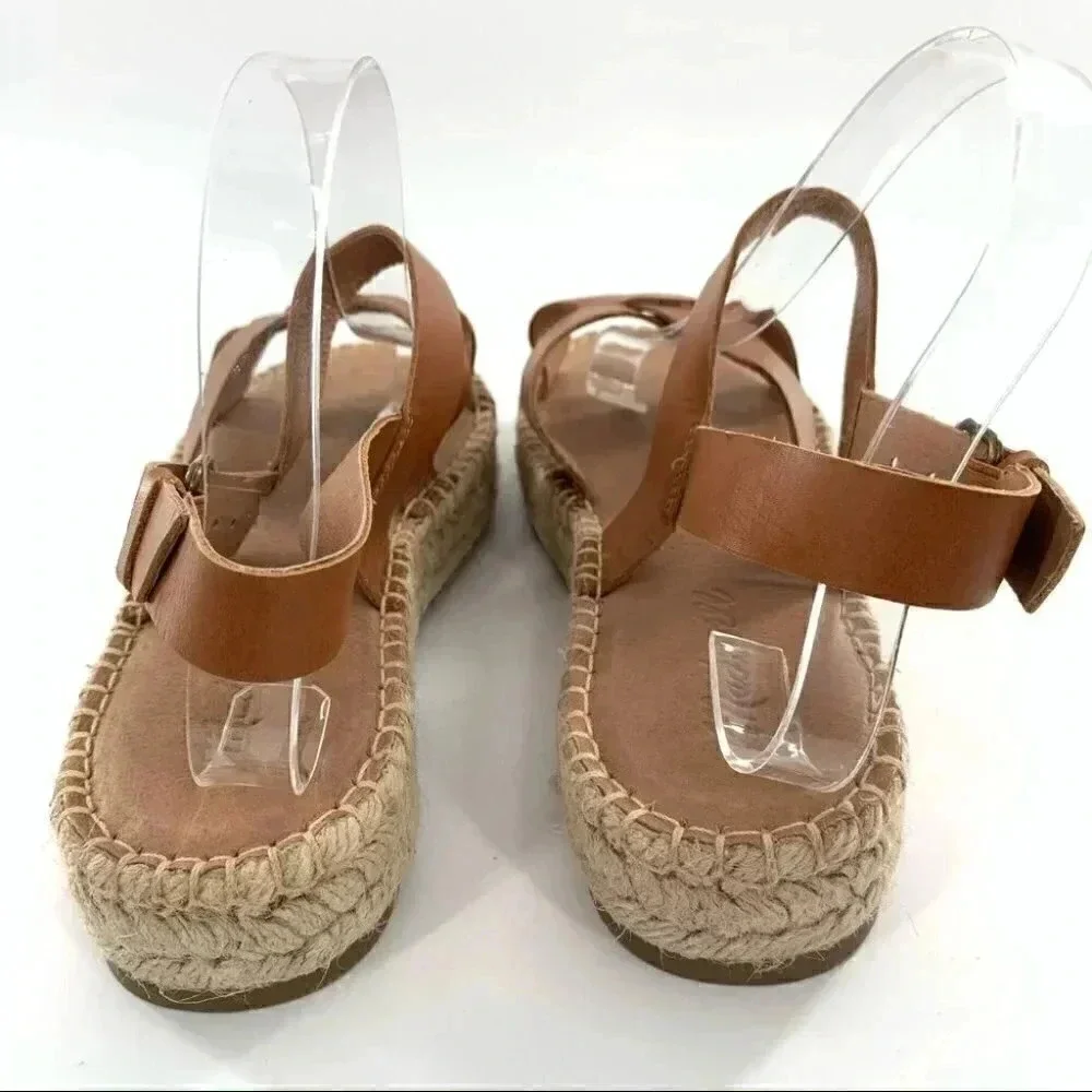 Madewell sandals style md776 size 9 cognac brown strappy Espadrilles platforms